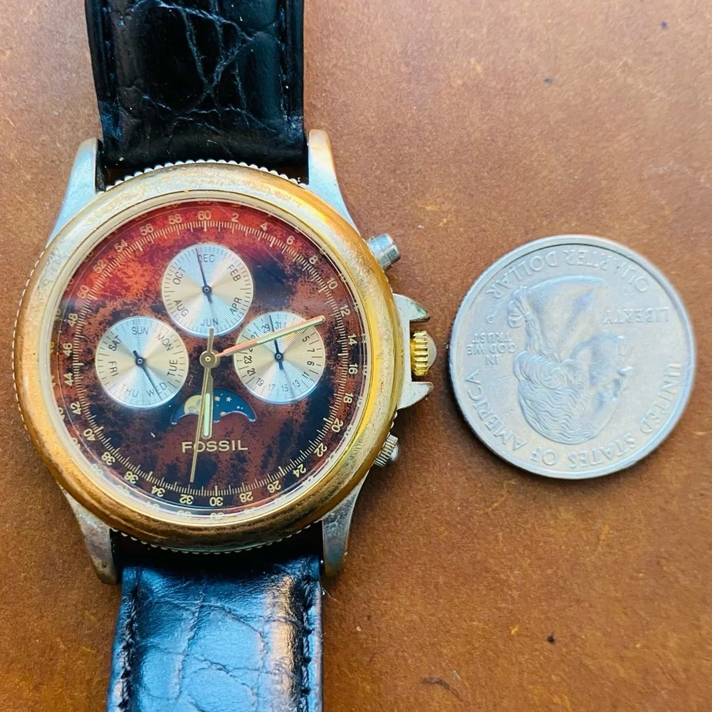 1995 FOSSIL CHRONOGRAPH MOON PHASE WATCH BQ-8423